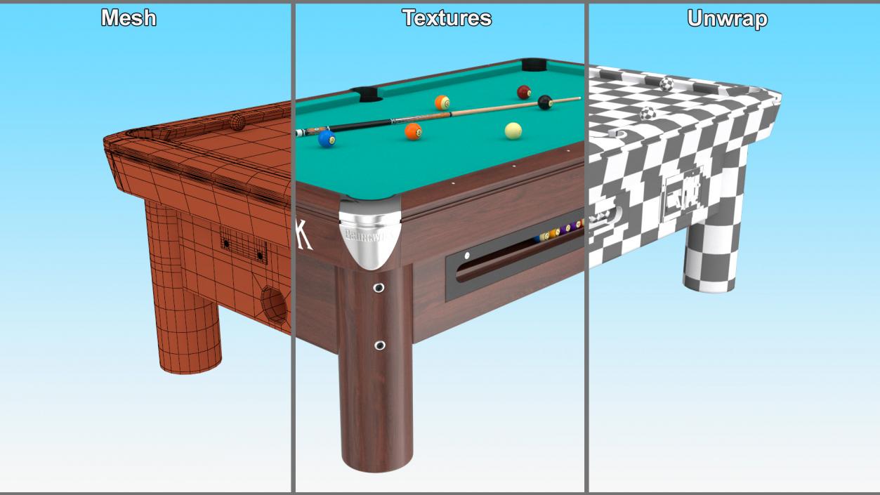 3D Commercial Public Pool Table Brunswick Green 2