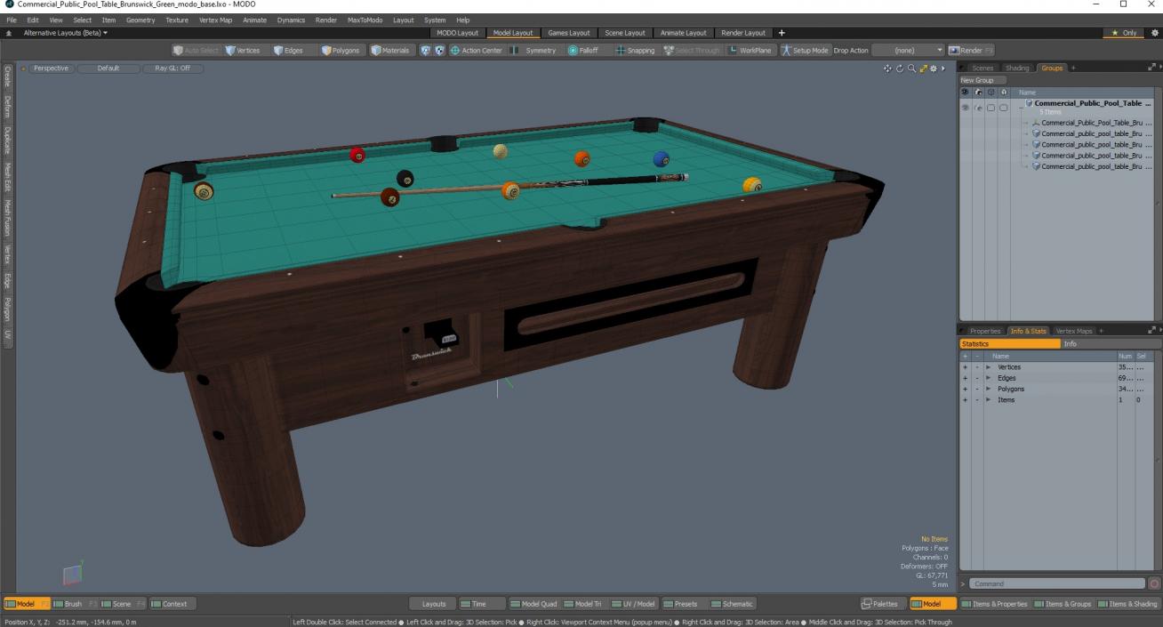 3D Commercial Public Pool Table Brunswick Green 2