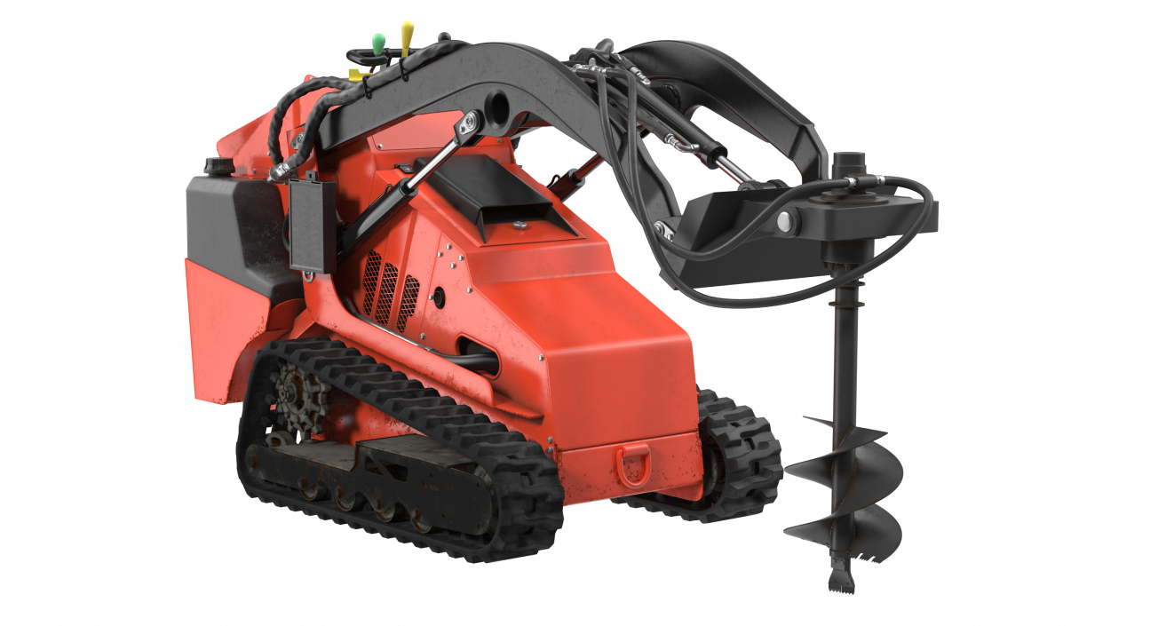 Mini Skid Steer with Auger Drill Rigged 3D model