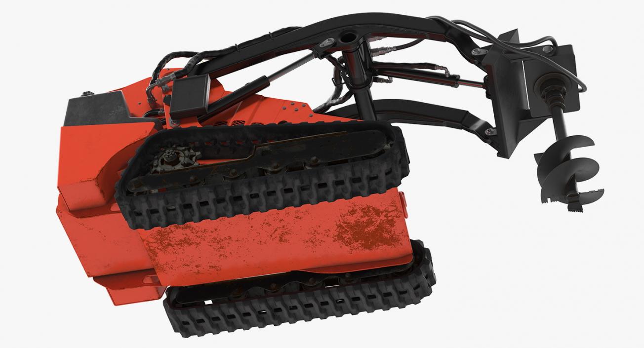 Mini Skid Steer with Auger Drill Rigged 3D model