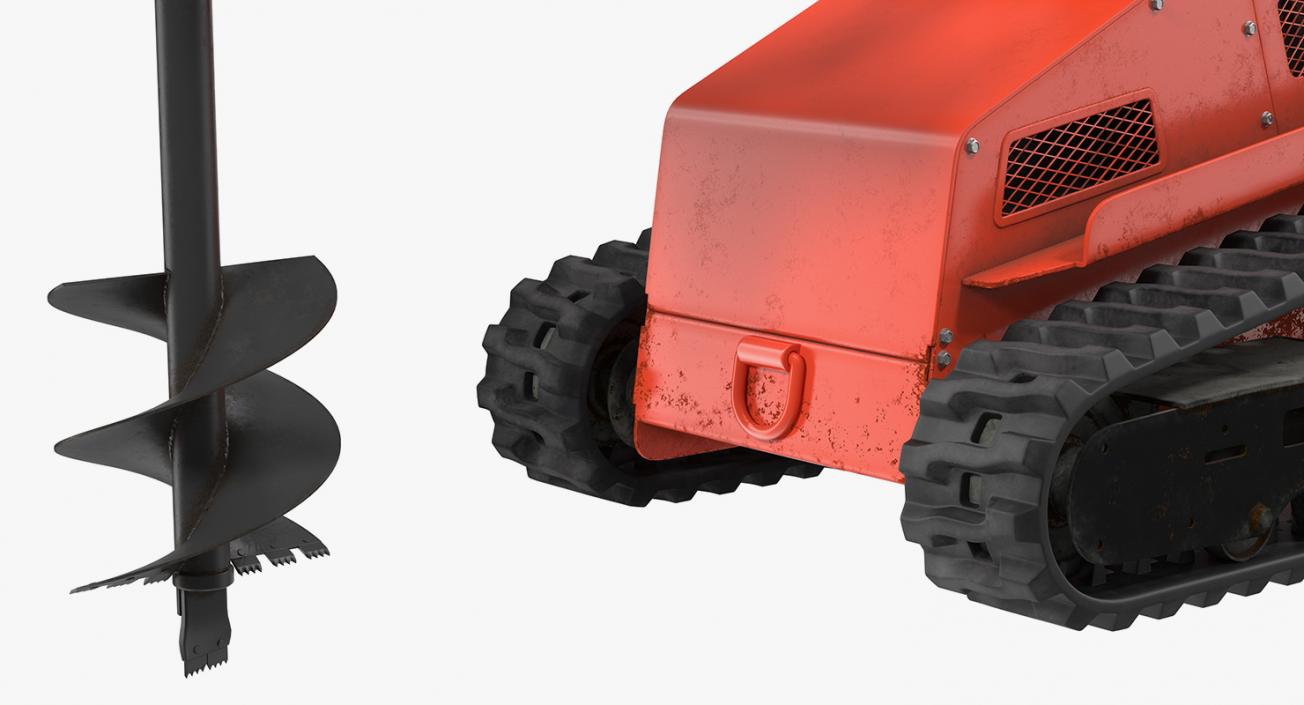 Mini Skid Steer with Auger Drill Rigged 3D model