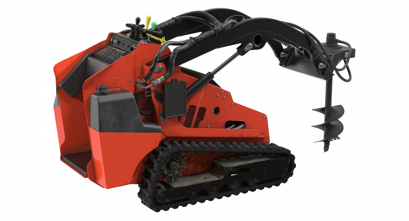 Mini Skid Steer with Auger Drill Rigged 3D model