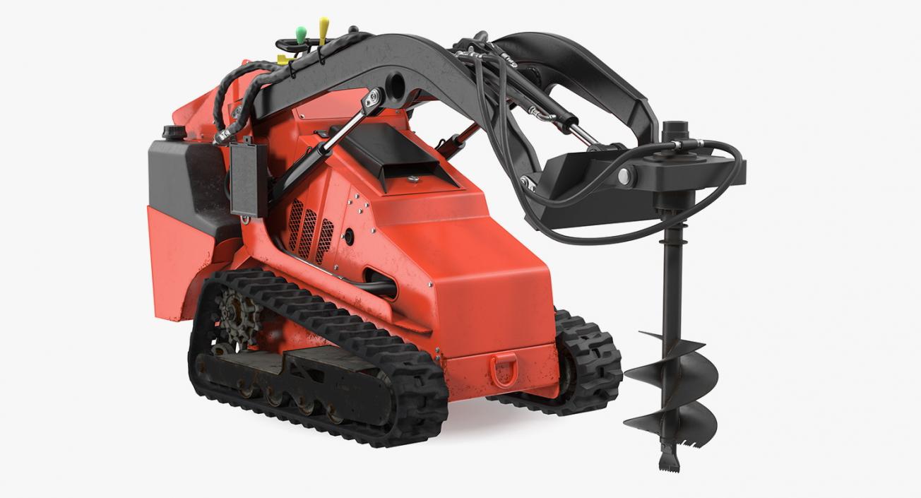 Mini Skid Steer with Auger Drill Rigged 3D model