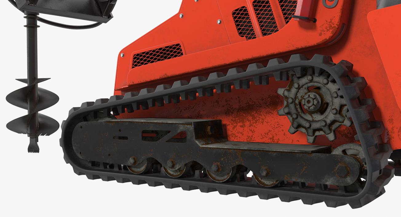 Mini Skid Steer with Auger Drill Rigged 3D model