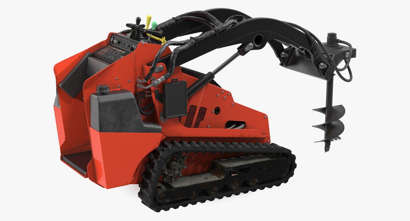 Mini Skid Steer with Auger Drill Rigged 3D model