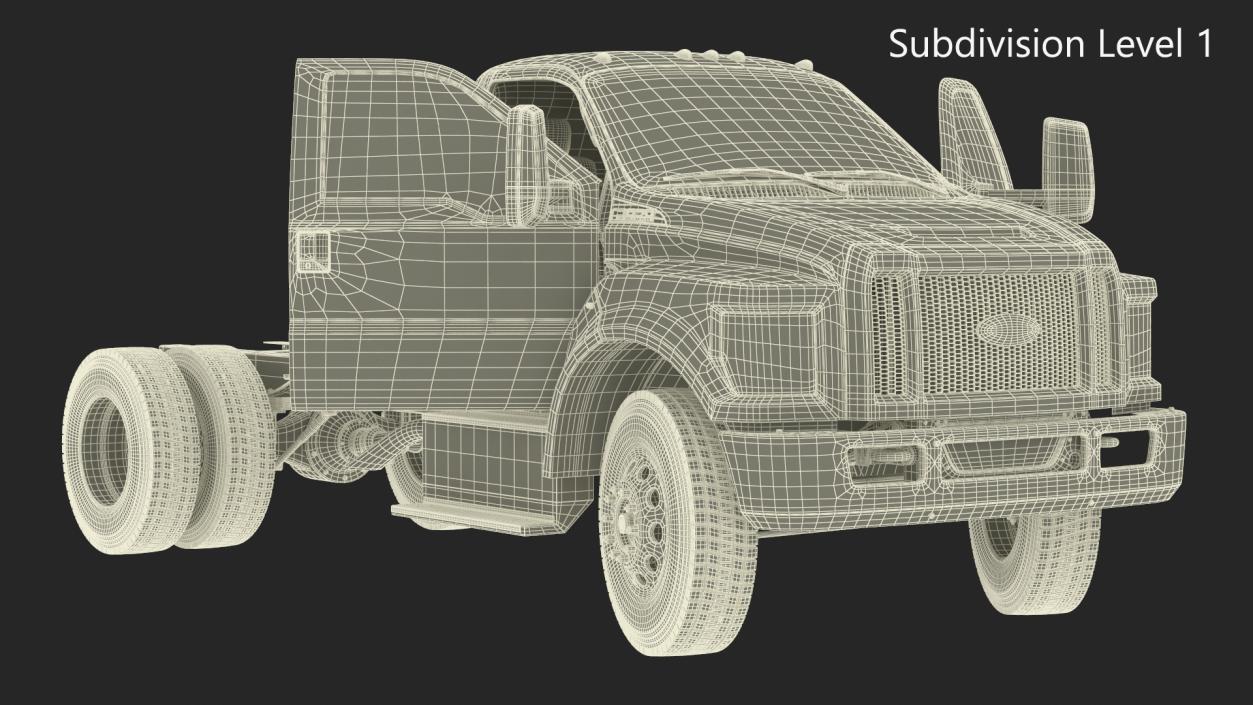 Ford F-650 Crew Cab Chassis Rigged 3D model