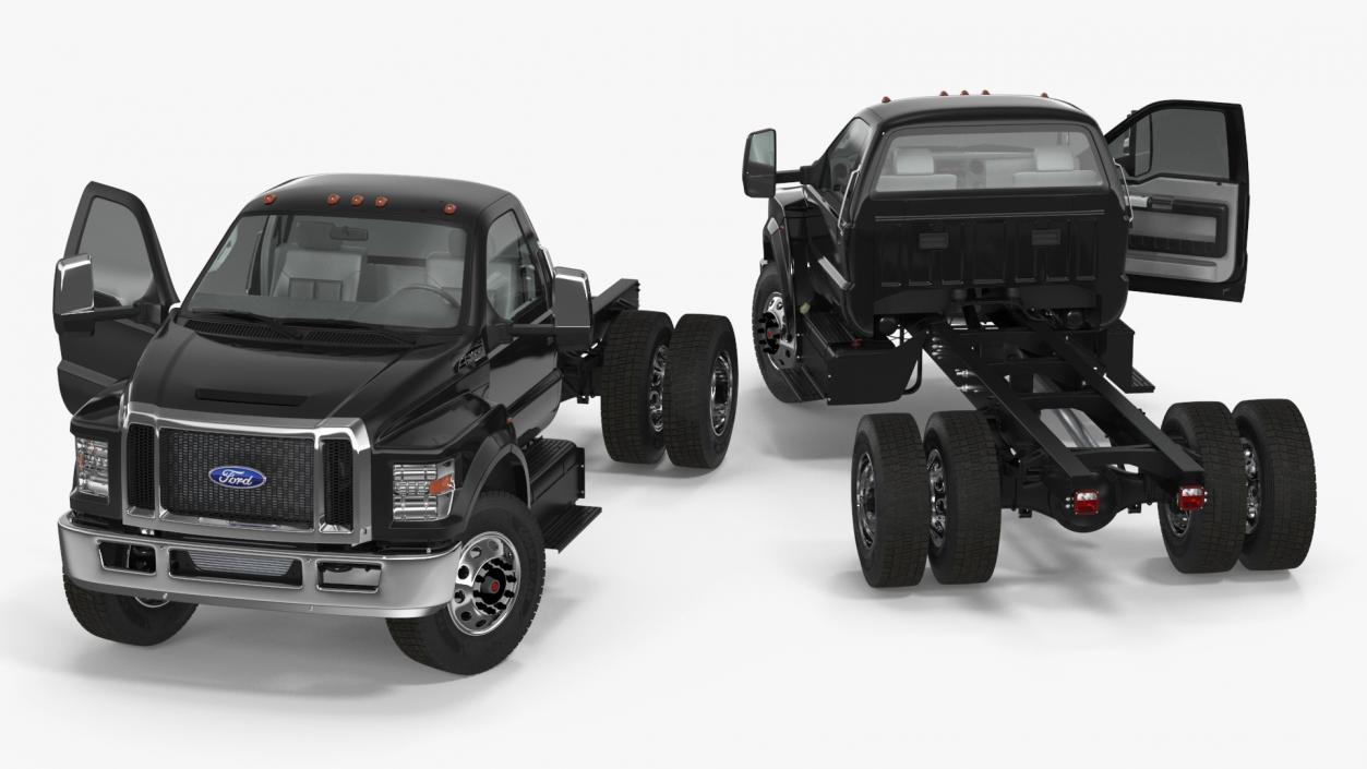 Ford F-650 Crew Cab Chassis Rigged 3D model