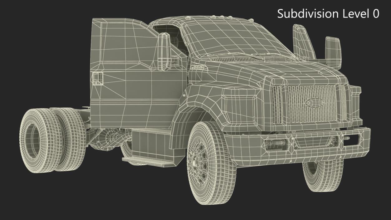 Ford F-650 Crew Cab Chassis Rigged 3D model