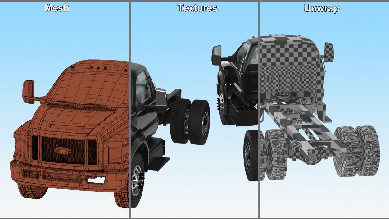 Ford F-650 Crew Cab Chassis Rigged 3D model