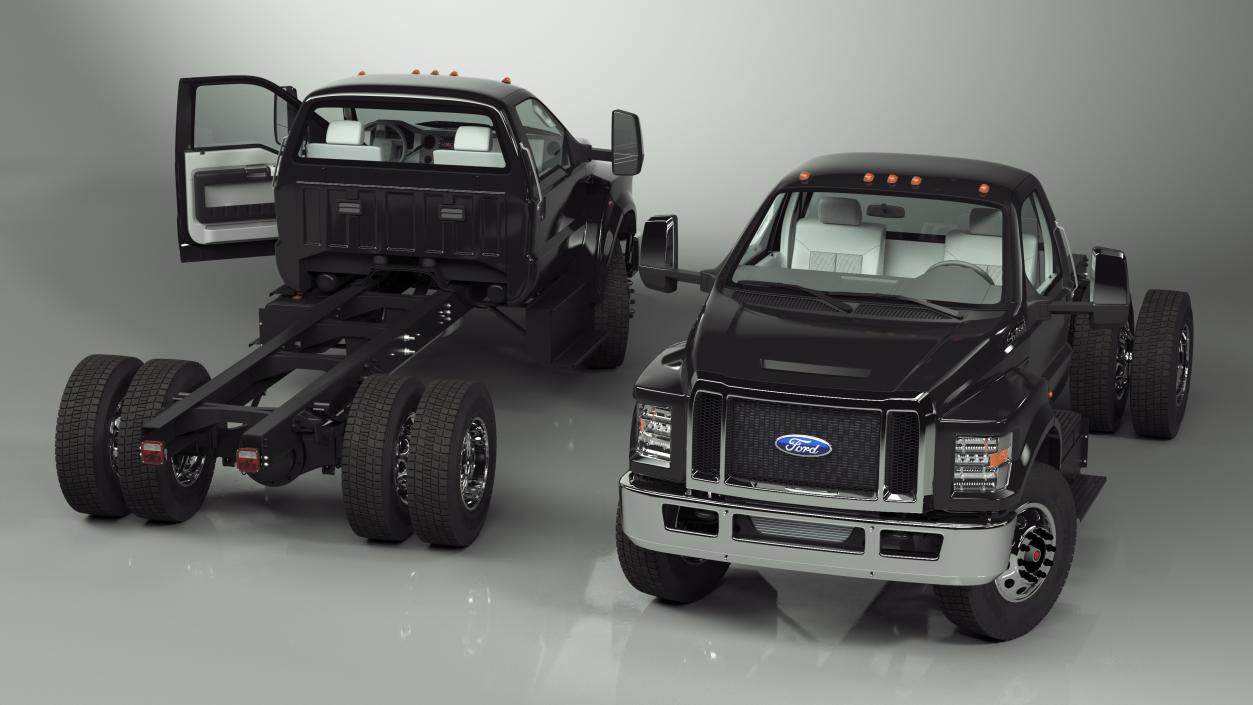 Ford F-650 Crew Cab Chassis Rigged 3D model