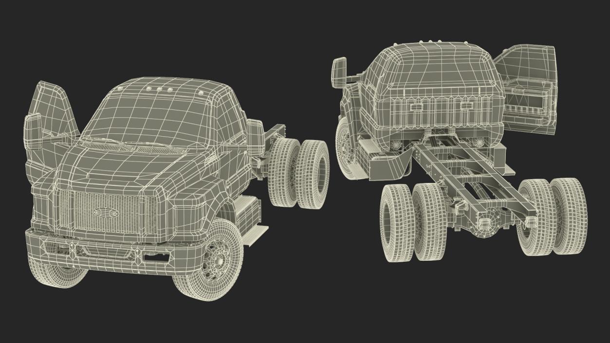 Ford F-650 Crew Cab Chassis Rigged 3D model