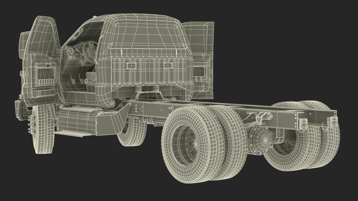 Ford F-650 Crew Cab Chassis Rigged 3D model