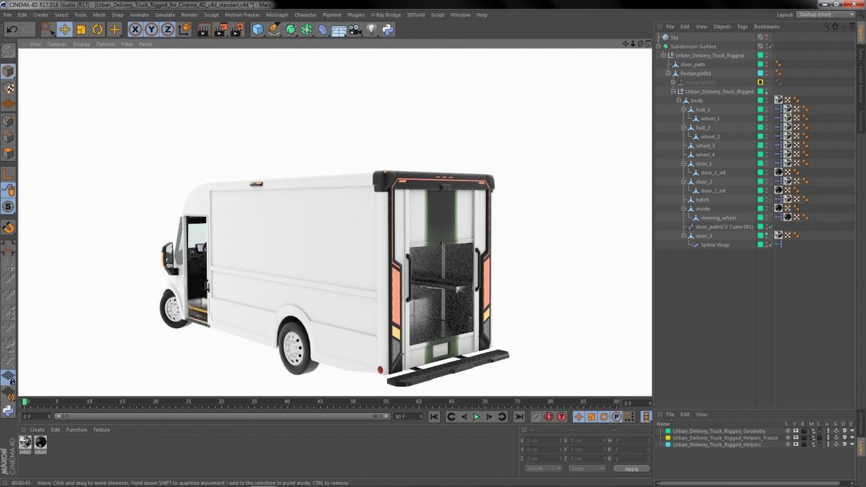 3D Urban Delivery Truck Rigged for Cinema 4D