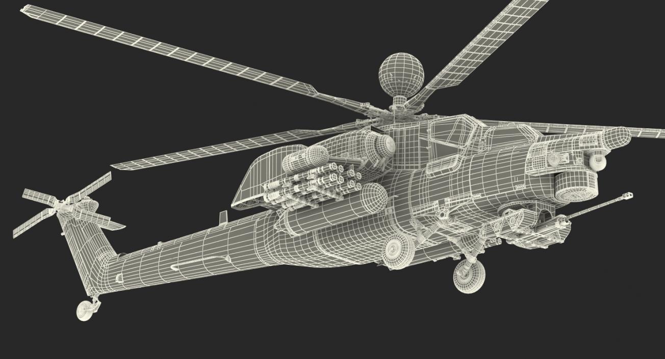 Attack Helicopter MI-28N Havoc with Radar Station 3D model