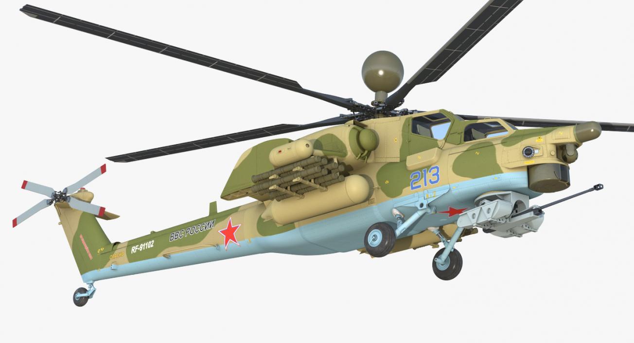 Attack Helicopter MI-28N Havoc with Radar Station 3D model