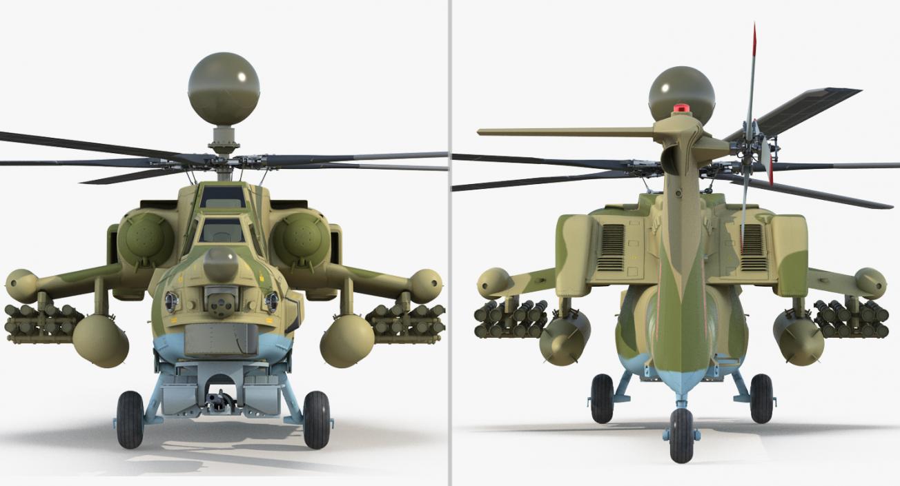 Attack Helicopter MI-28N Havoc with Radar Station 3D model