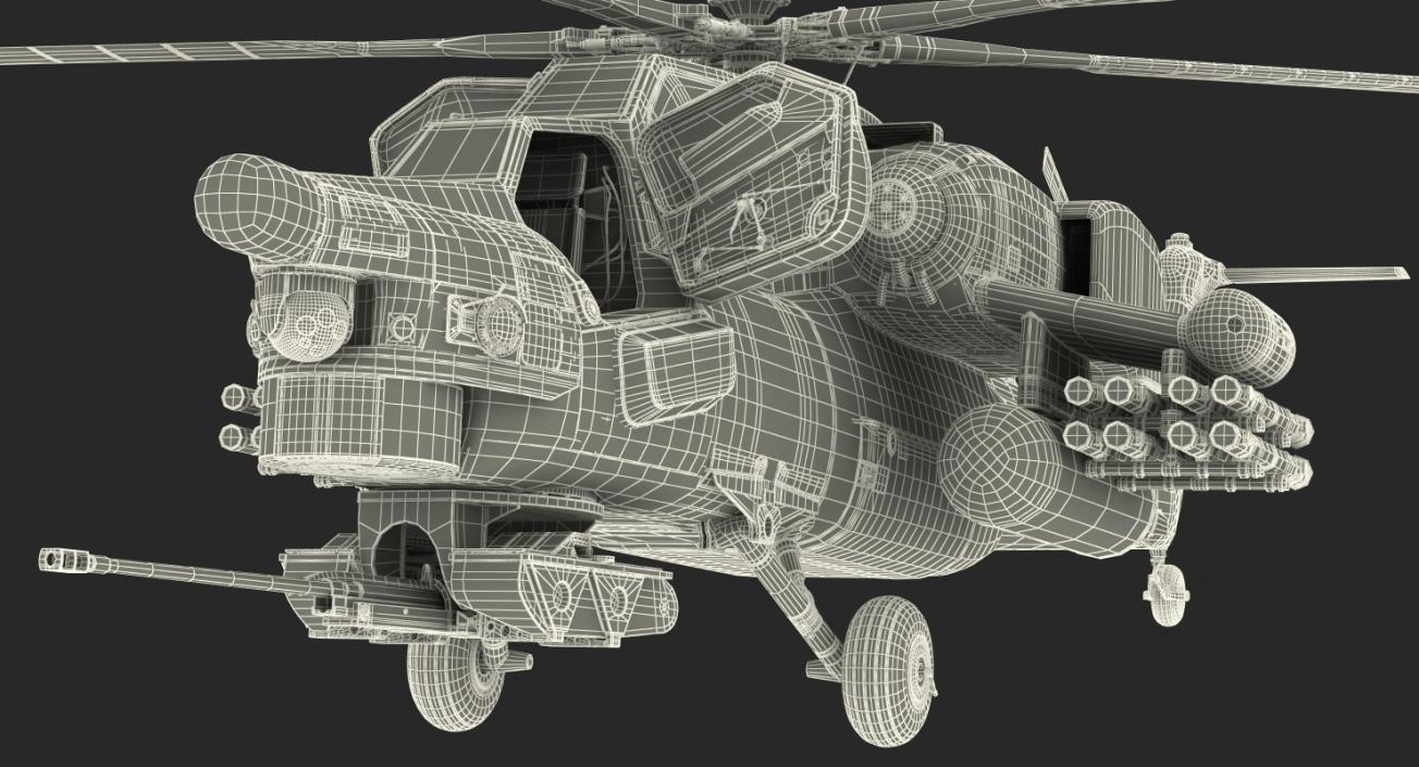 Attack Helicopter MI-28N Havoc with Radar Station 3D model