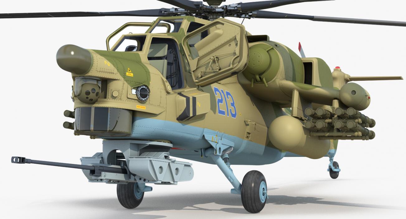 Attack Helicopter MI-28N Havoc with Radar Station 3D model