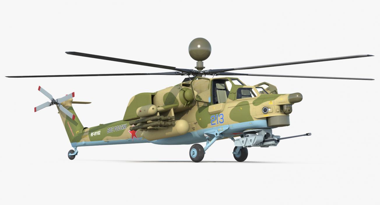 Attack Helicopter MI-28N Havoc with Radar Station 3D model