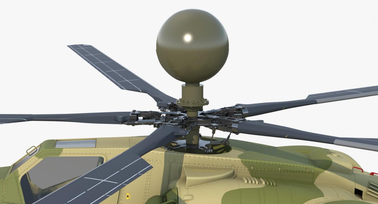 Attack Helicopter MI-28N Havoc with Radar Station 3D model