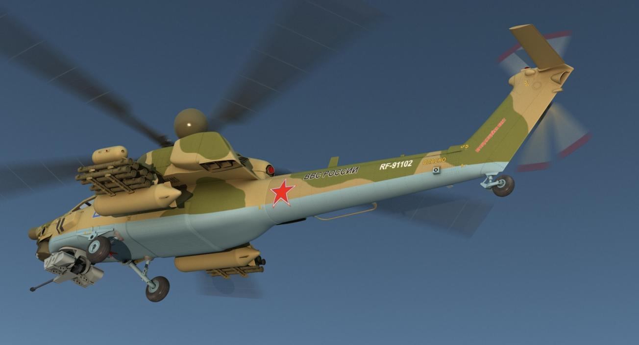 Attack Helicopter MI-28N Havoc with Radar Station 3D model