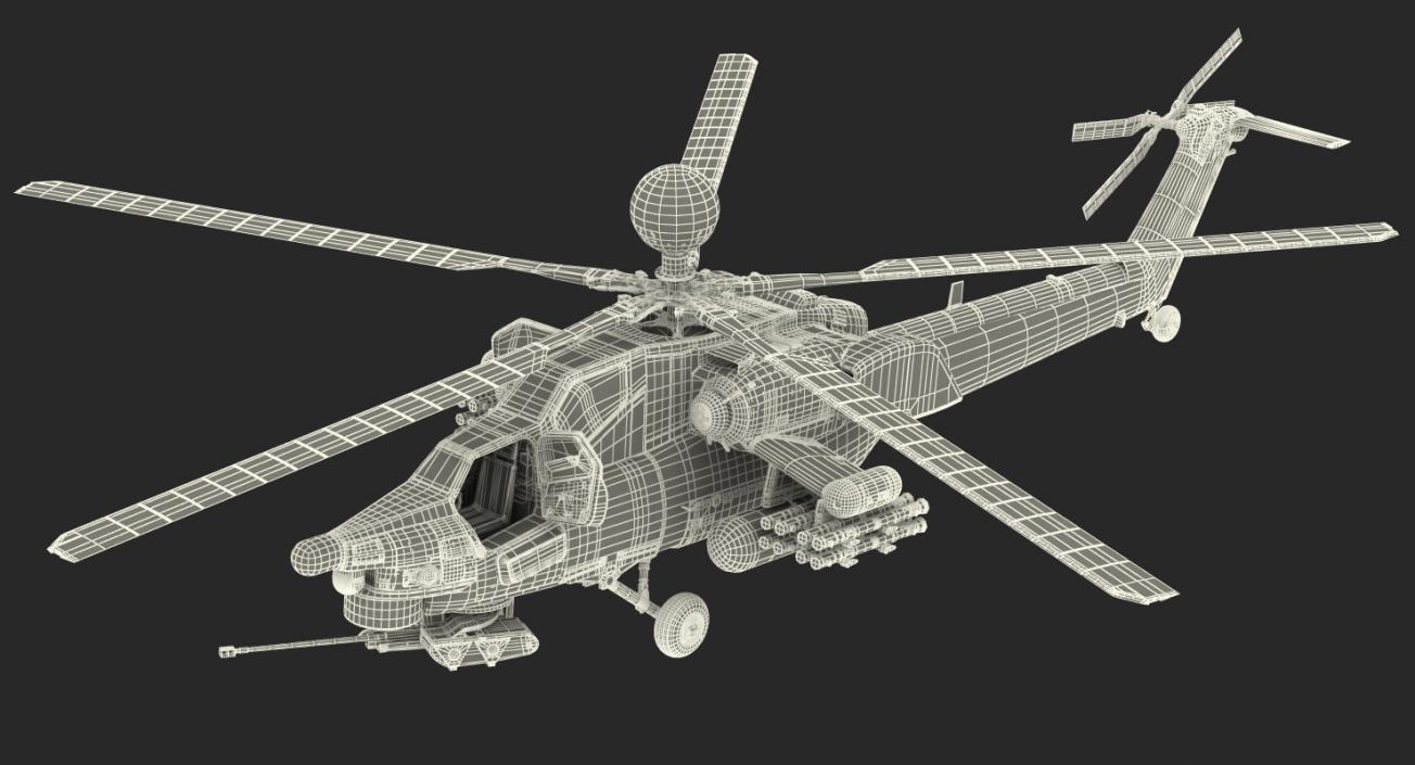 Attack Helicopter MI-28N Havoc with Radar Station 3D model