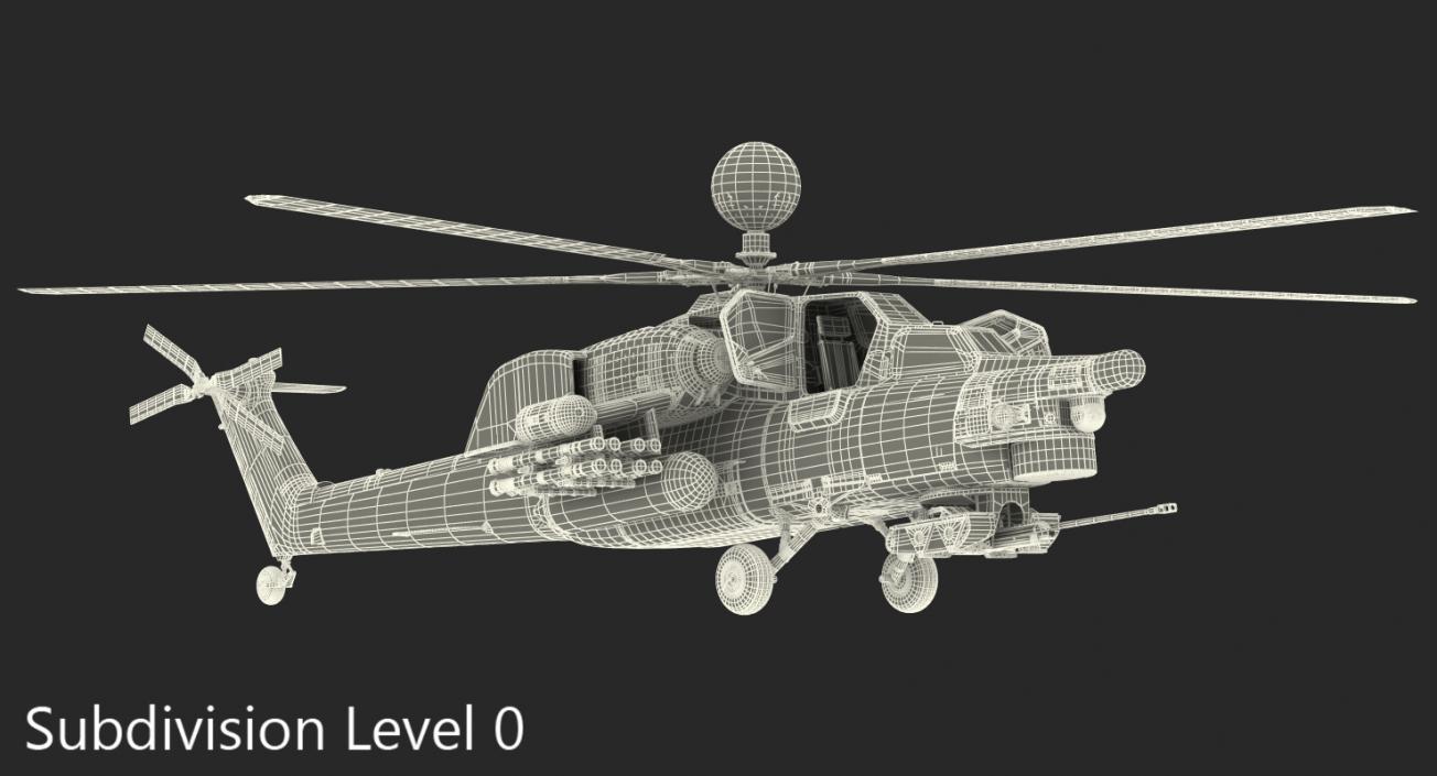 Attack Helicopter MI-28N Havoc with Radar Station 3D model