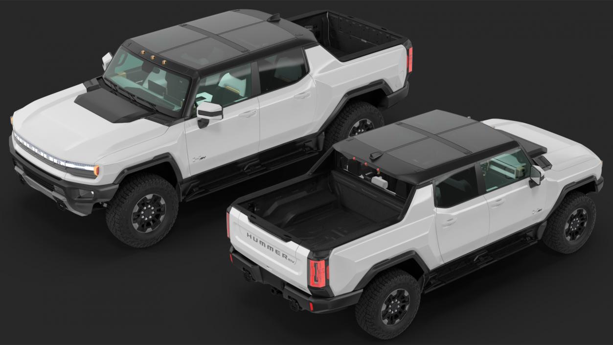 2022 GMC Hummer EV PICKUP Lights On Rigged 3D