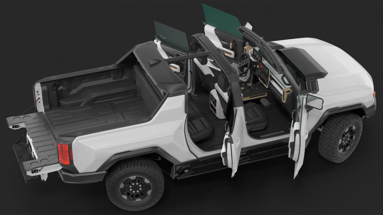 2022 GMC Hummer EV PICKUP Lights On Rigged 3D