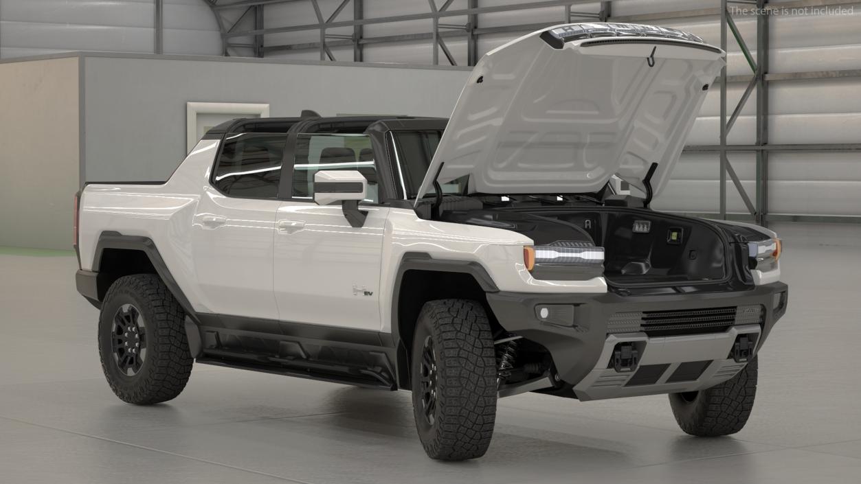 2022 GMC Hummer EV PICKUP Lights On Rigged 3D