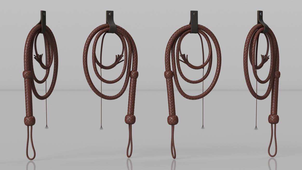 Brown Cowboy Whip Holstered 3D