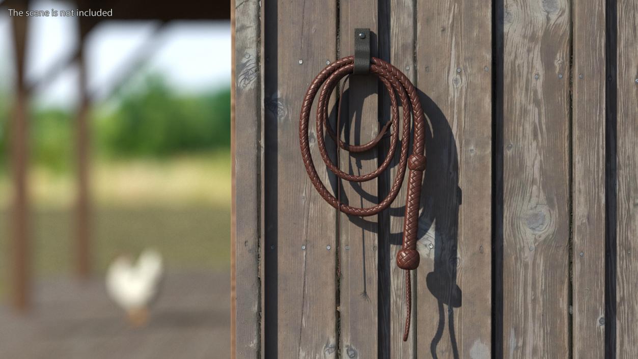 Brown Cowboy Whip Holstered 3D