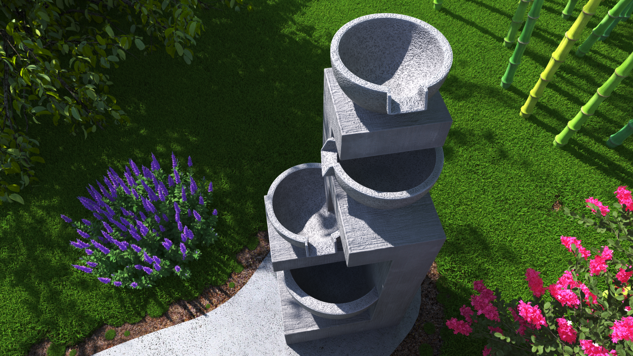 3D model Concrete Garden Fountain Empty