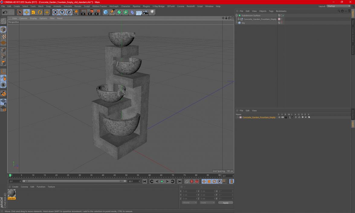 3D model Concrete Garden Fountain Empty
