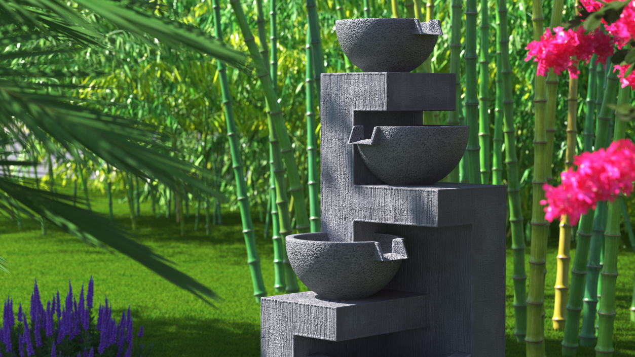 3D model Concrete Garden Fountain Empty