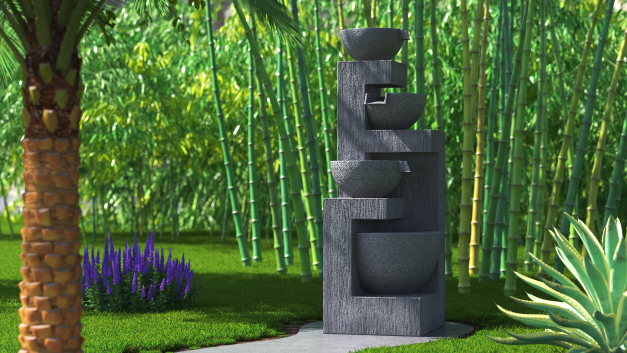 3D model Concrete Garden Fountain Empty