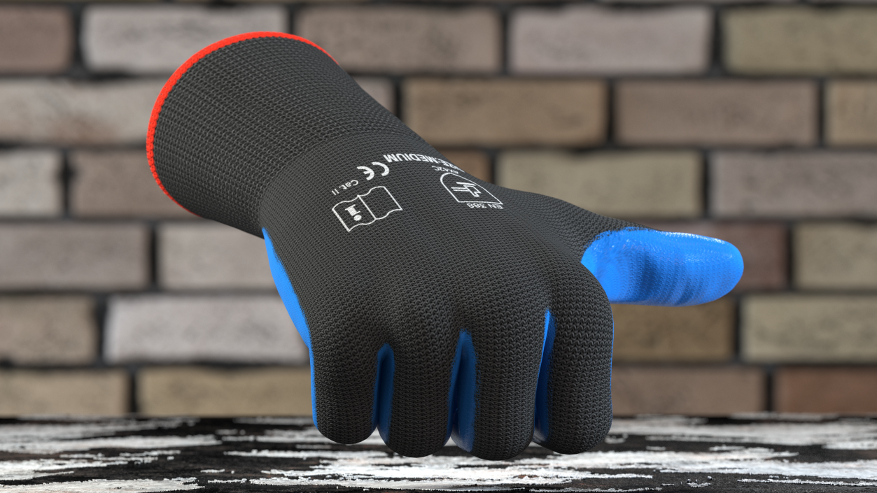 3D Safety Work Gloves Thumbs Up Blue Gray model