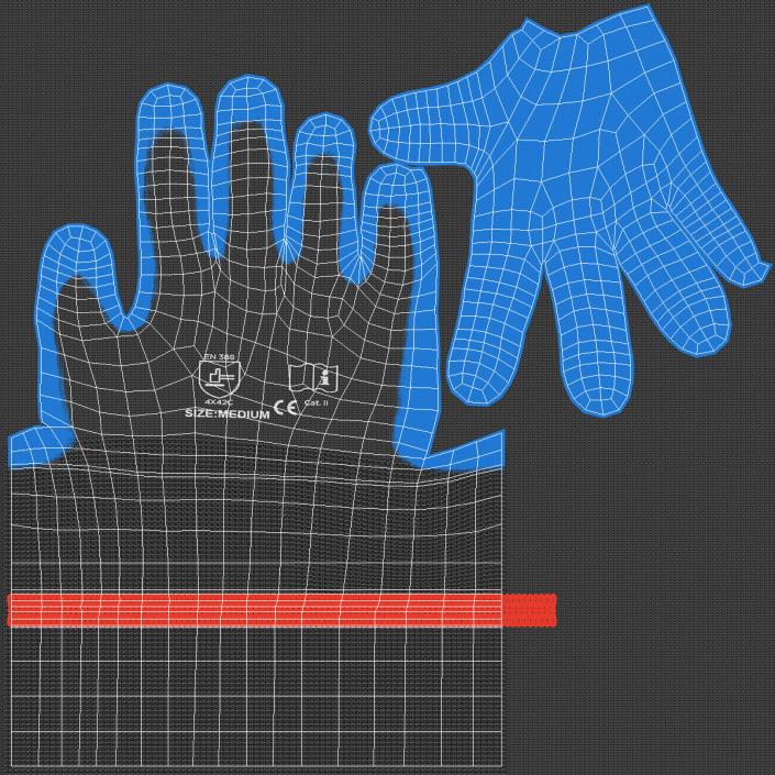 3D Safety Work Gloves Thumbs Up Blue Gray model