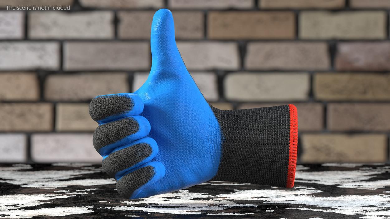 3D Safety Work Gloves Thumbs Up Blue Gray model