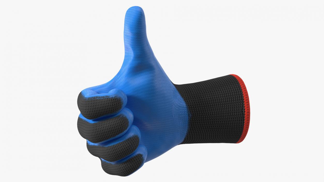 3D Safety Work Gloves Thumbs Up Blue Gray model