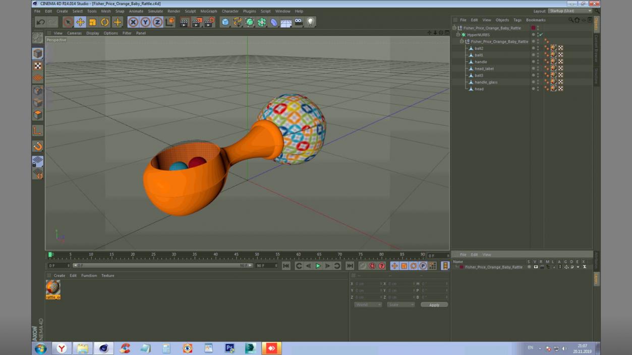 3D Fisher Price Orange Baby Rattle