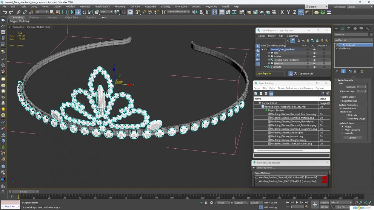 Jeweled Tiara Headband 3D