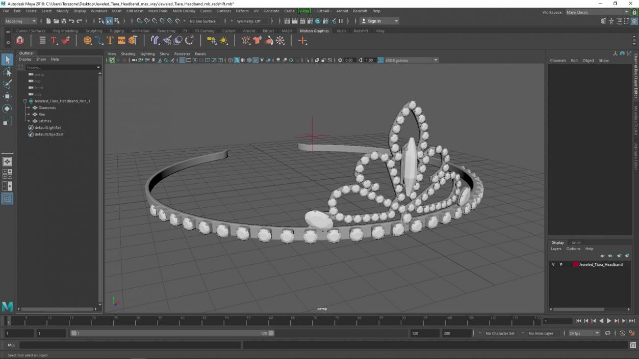 Jeweled Tiara Headband 3D