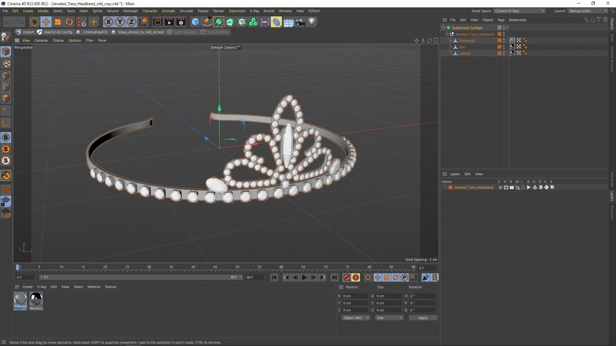 Jeweled Tiara Headband 3D