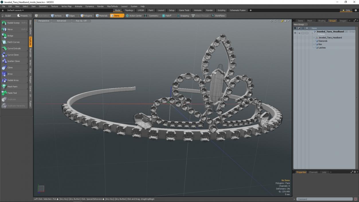 Jeweled Tiara Headband 3D