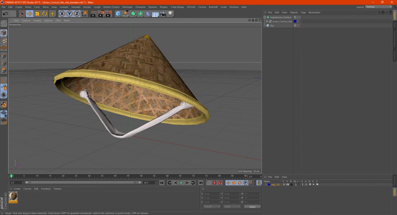 Asian Conical Hat 3D