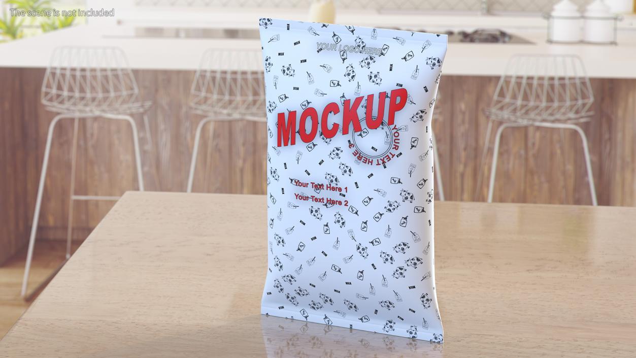 3D model Pillow Shape Milk Packaging Mockup White