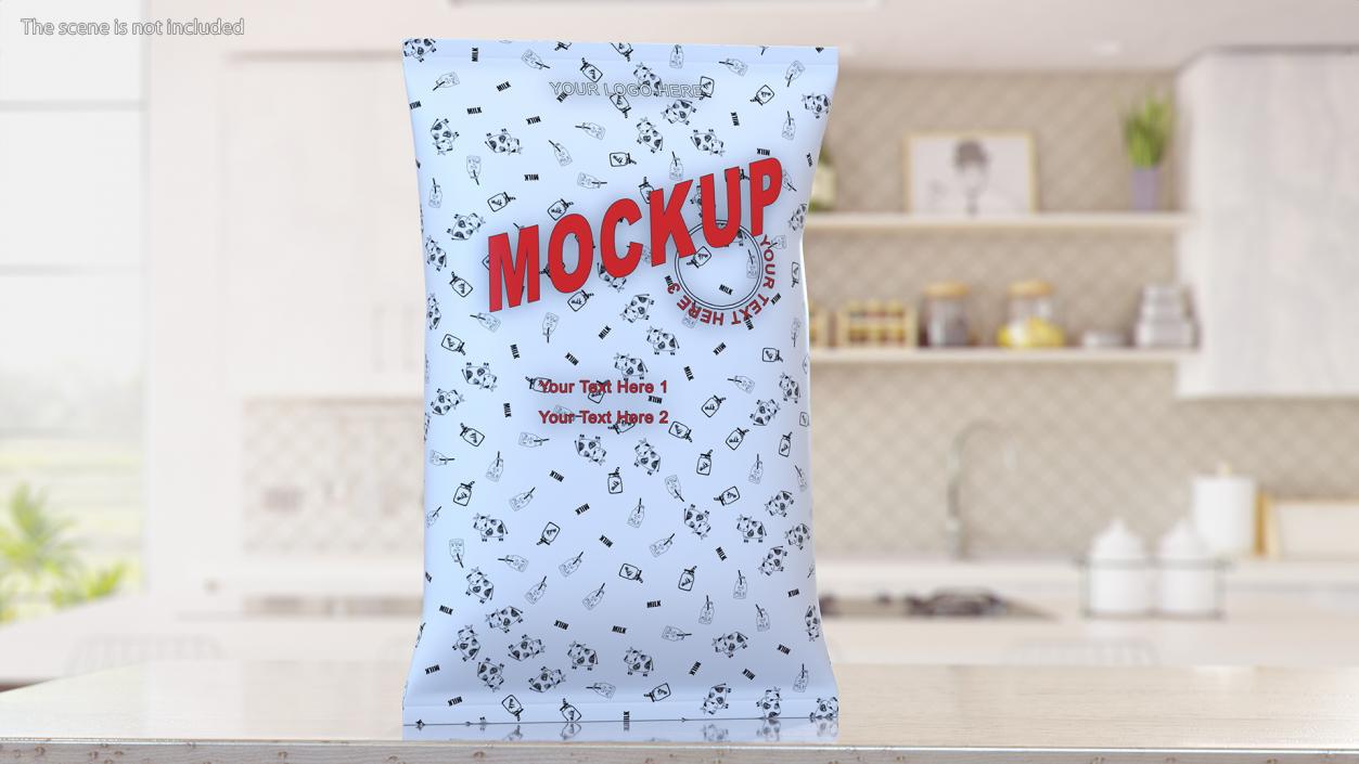 3D model Pillow Shape Milk Packaging Mockup White