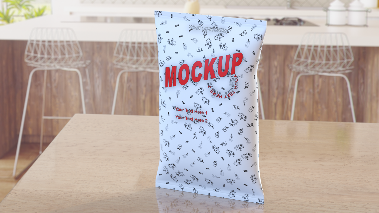 3D model Pillow Shape Milk Packaging Mockup White