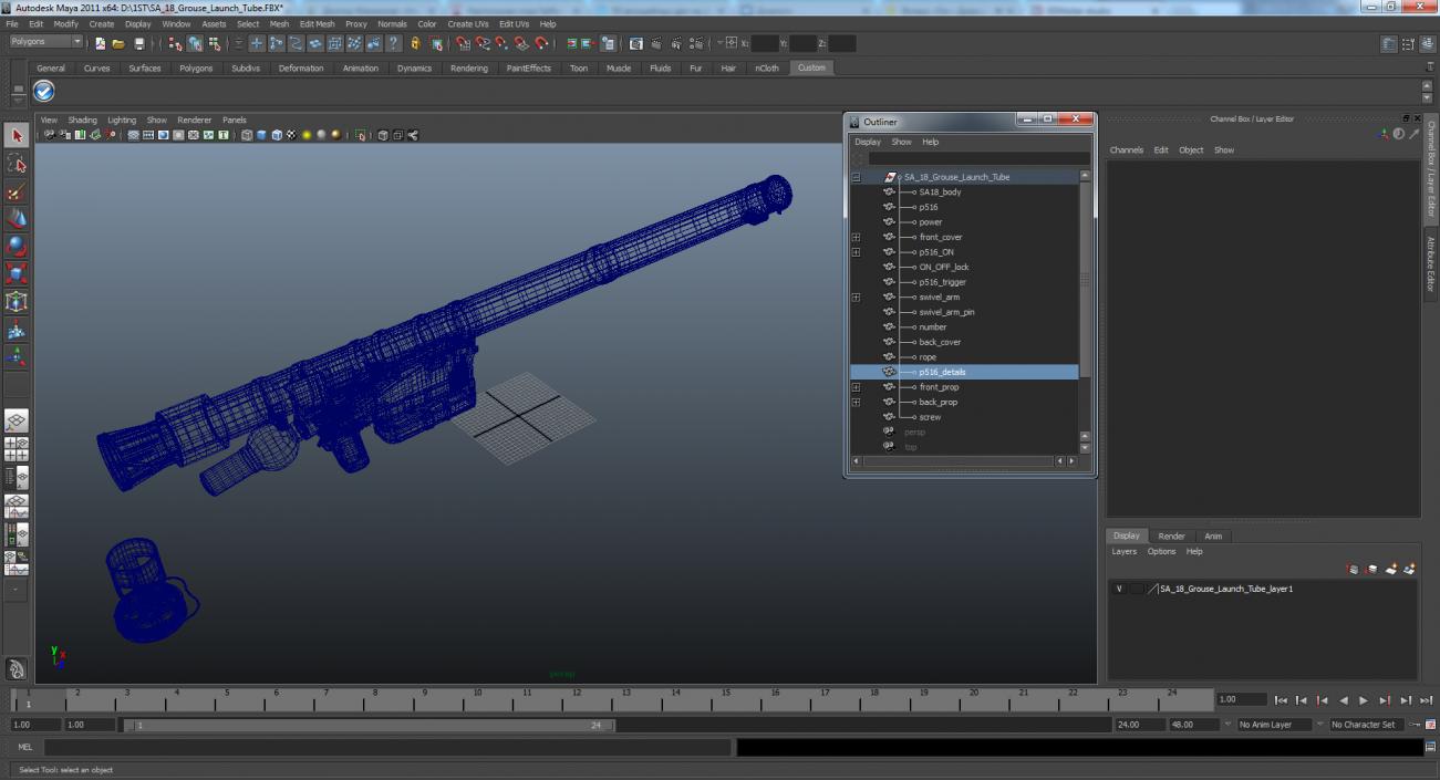 SA-18 Grouse Launch Tube 3D model